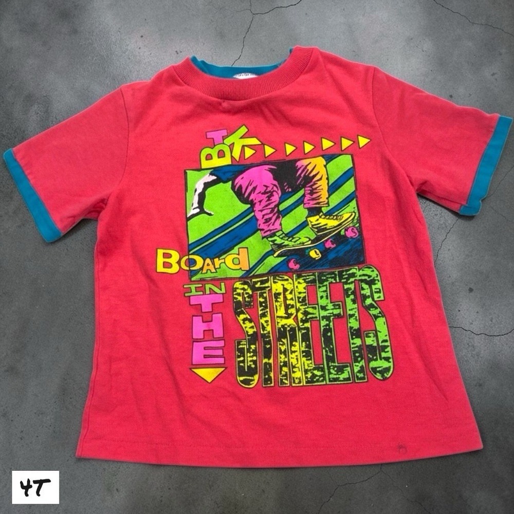 Vintage Billy The Kid Toddler T-Shirt 4T Neon Skateboard 80s 90s Skater USA Punk